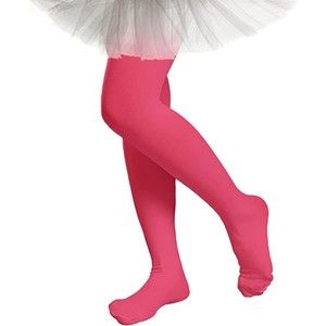 Tisoloow Girls Dance Tights Soft Elastic Footed Watermelon Red Small 1-3y